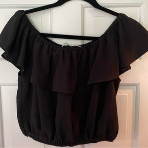 Aritzia cropped off-the-shoulder blouse